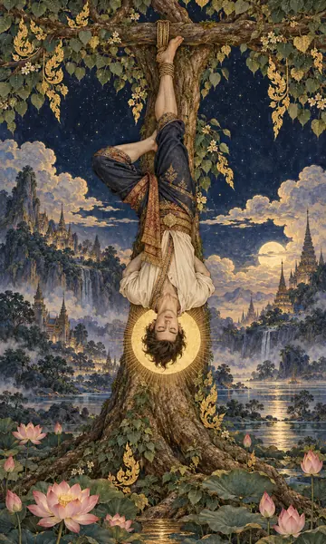ไพ่ The Hanged Man ผู้มองกลับด้าน