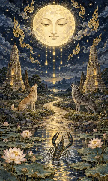 ไพ่ The Moon ดวงจันทร์